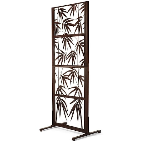 Ejoy 82'' x 32'' x 24'' Brown Decorative Metal Trellis Standing Panel Outdoor/Indoor MT_Bamboo82x32x24inch